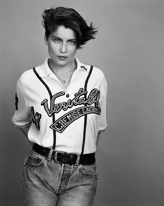 010. LAETITIA CASTA IS WEARING A LACOSTE POLO EMBROIDERED BY LESAGE SHOT...